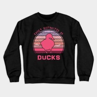 Easily Distracted By Ducks Pink Crewneck Sweatshirt